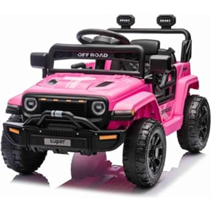 RIRICAR Kinder elektroauto Offroad New mit Hinterradantrieb, rosa, Lithium-Batterie, hohes Fahrgestell, breiter Sitz, Hinterradfederung, 2,4-GHz-Fernbedienung, MP3-Player mit USB/AUX-Anschluss, LED-Leuchten – Bild 1