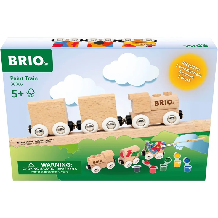 BRIO® Spielzeug-Zug Holzzug zum Anmalen, Made in Europe, FSC® - schützt Wald - weltweit, mit wasserbasierten Acrylfarben