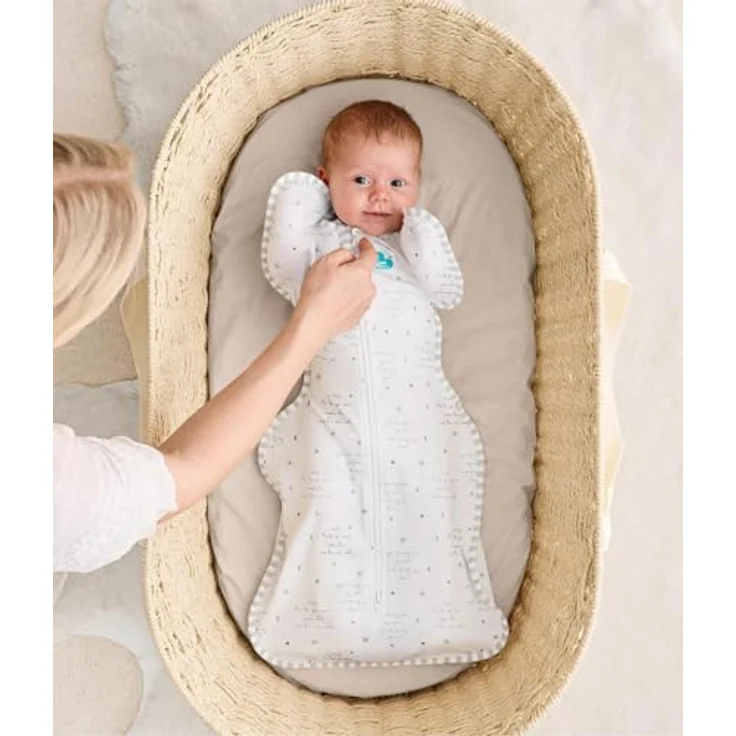 Love To Dream™ Swaddle UP™, Einschlagdecke für Babys, Enge Passform, 0,2 Tog für Frühling & Sommer (24–27°C), Baumwolle, Weiß, Größe Medium (6–8,5 kg) – Bild 2