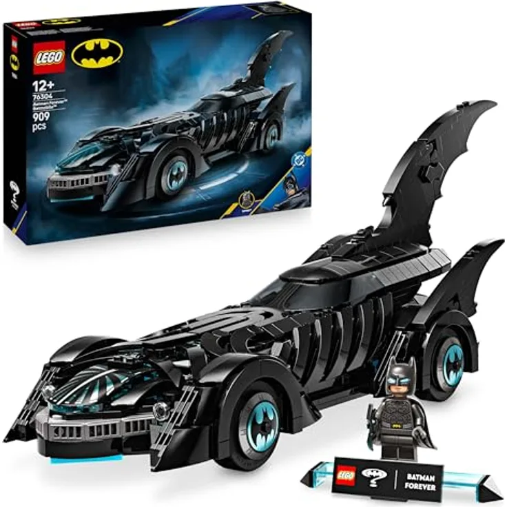 LEGO Batman Forever Batmobil 76304, 909-teiliges Bauspielzeug für ab 12 Jahre, Länge 41cm, detailgetreu mit drehbaren Rädern