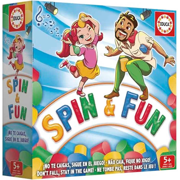 Educa Spin & Fun, Geschicklichkeitsspiel für 2-4 Spieler, ab 5 Jahren, mit Schaumstoffzylindern und Aktionskarten – Bild 4