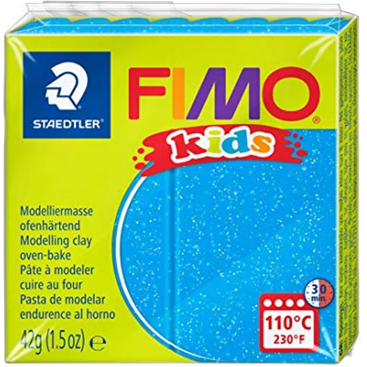 FIMO kids Modelliermasse, ofenhärtend, glitter-blau, 42 g