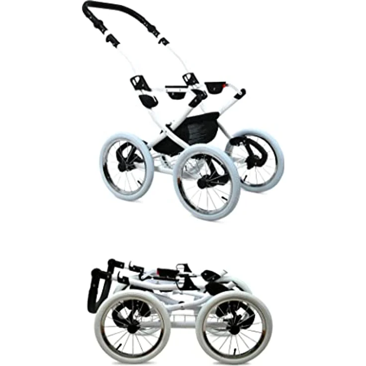 BabyLux ALU 2in1 Kinderwagen für Kleinkinder - Jungle Flowers White Frame, verstellbare Rückenlehne und Fußstütze, Fünf-Punkt-Sicherheitsgurte, inkl. Zubehör – Bild 4