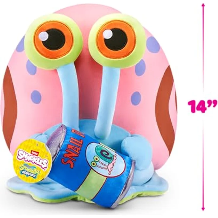 Snackles Spongebob Schwammkopf Gary The Snail, 35 cm großes Plüschspielzeug mit Snack-Accessoire und superweichem Plüsch – Bild 4