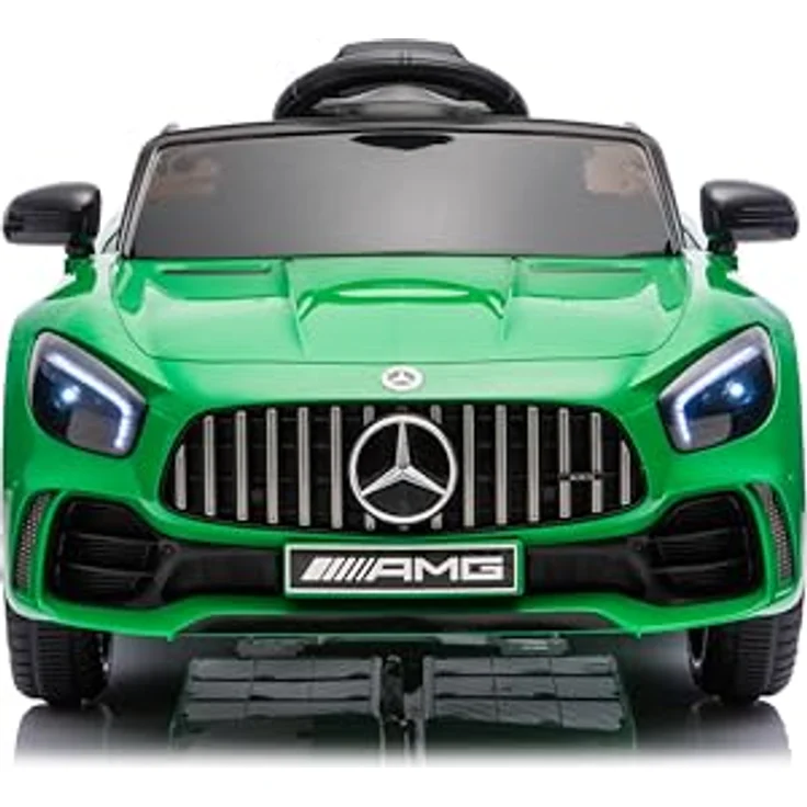 FINOOS Mercedes GTR AMG Elektroauto für Kinder, 12V, mit Fernbedienung, 2 + 1 Geschwindigkeitsstufen, LED, Musik, Bluetooth, grün – Bild 4