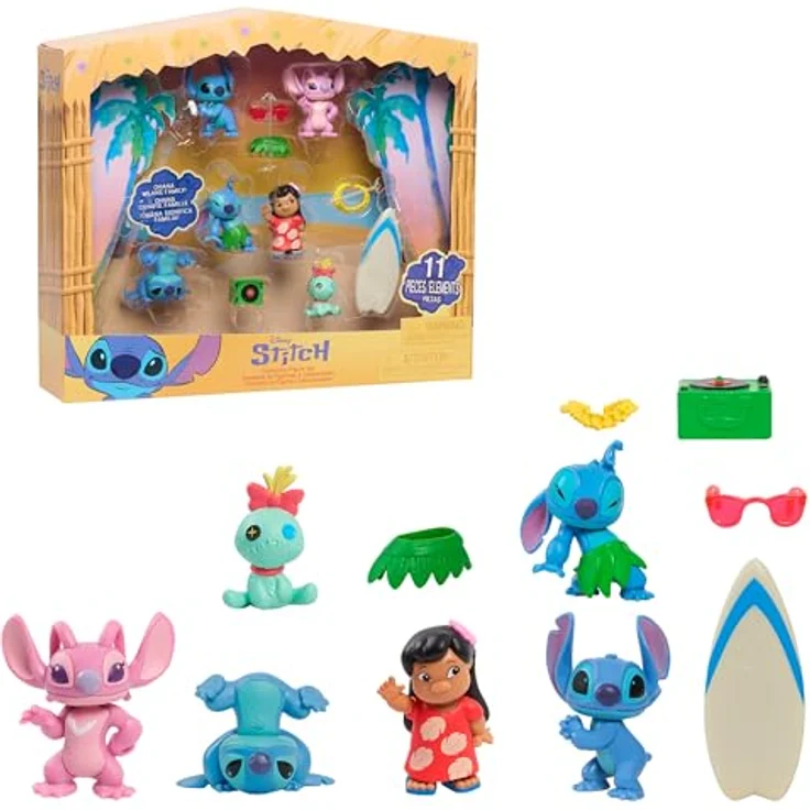 Just Play Stitch Movie Collectible 7 Figure Pack, 11-teiliges Spielzeugset mit 6 Figuren und 5 Zubehörteilen, ab 3 Jahren – Bild 1