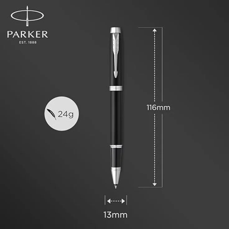 Parker Pen IM Matte Black CT, Tintenroller mit glatter Rollerball-Spitze, schwarz – Bild 3