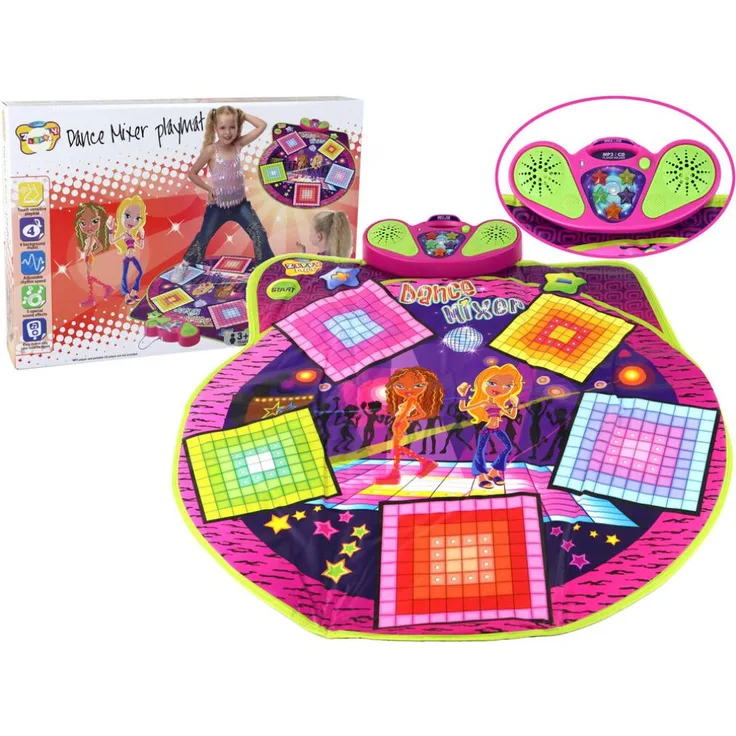 Leantoys Batteriebetriebene Tanzmatte Licht und Ton, violett, 91x93 cm mit 5 Feldern und Musikanschluss für kreative Bewegungen