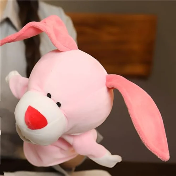 LOMTRATS Handpuppen Set, 5 Tierhandpuppen (Wolf, Tiger, Löwe, Affe) mit beweglichen offenen Münder, ca. 25 cm, perfekt für Geschichtenerzählen und Unterricht – Bild 1