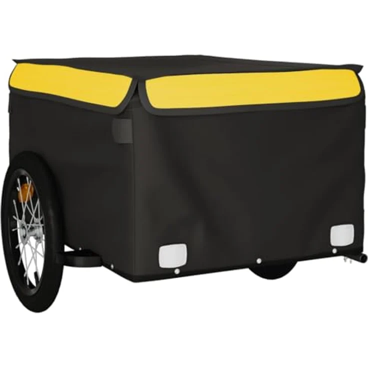 vidaXL Fahrradlastenanhänger Schwarz und Gelb 45 kg Eisen, Robustes Material, Cleveres Design – Bild 5