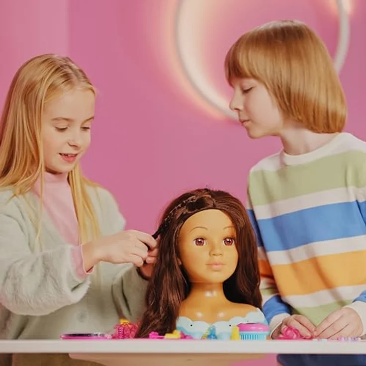 Theo Klein Frisier- & Schminkkopf Princess Coralie, braun, mit Kinder-Kosmetik und Haarstyling-Zubehör in herzförmiger Box – Bild 6