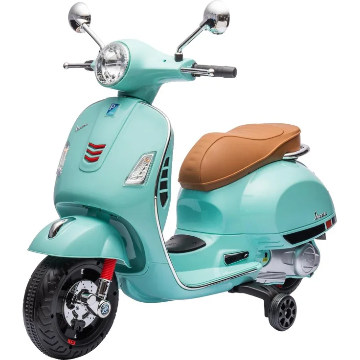 Eco Toys Stonegreen Elektrischer Vespa Roller für Kinder 3-6 Jahre, LED-Scheinwerfer, Hupe mit Sound, USB-Musikwiedergabe, max. 30 kg