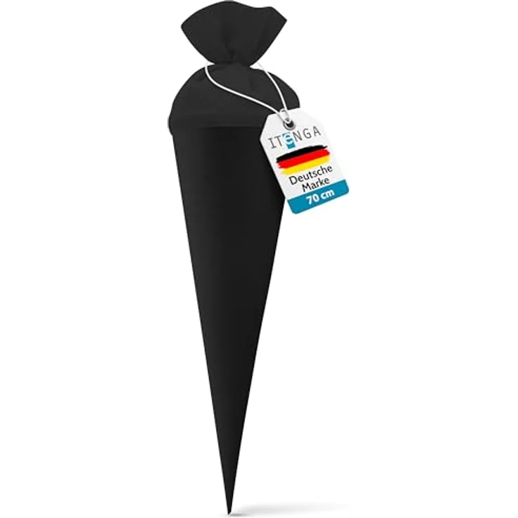 Bastelschultüte Schultütenrohling Zuckertüte Schultüte 70cm rund mit und ohne Filzverschluss (Schwarz mit Filzverschluss) – Bild 2