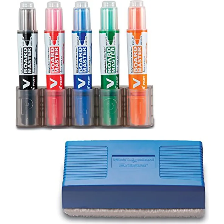 Pilot Pen 5080KIT - Whiteboardmarker V-Board Master Begreen, 5er Set, Stärke: 2,3 mm, schwarz/rot/blau/grün/orange