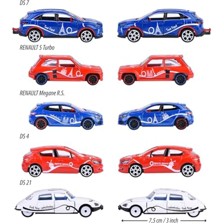 Majorette - Auto-Set French Touch, 5 Premium Spielzeugautos aus Metall im Paris-Design, inkl. 2 exklusive Modellautos, je 7,5 cm, mit Freilauf & Federung, für Kinder ab 3 Jahren – Bild 3
