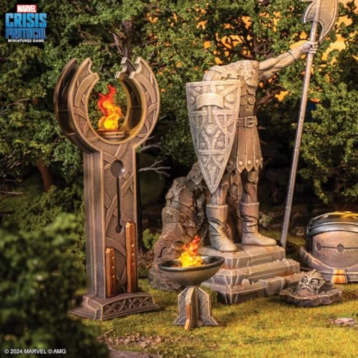 Atomic Mass Games Marvel Crisis Protocol - Battle for Asgard, Geländeset für das Miniaturenspiel mit stimmungsvollen asgardischen Geländeteilen – Bild 5