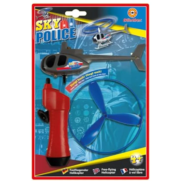 GÜNTHER FLUGSPIELE Hubschrauber Sky Police 1679, Ø 12,5 cm, fliegender Polizei Helikopter mit Schnellstartgriff, für Kinder ab 4 Jahren – Bild 3