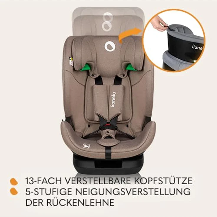 lionelo Autokindersitz LAVENDER I-SIZE, i-Size/9-36kg/ISOFIX/Breiter Einstellbereich, blau – Bild 7