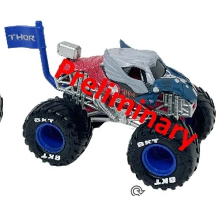Monster Jam 1:64 Marvel Single Pack - Spider Man, Die-Cast Spielzeugauto mit authentischen BKT-Reifen und Superheldenmotiven, ab 3 Jahren