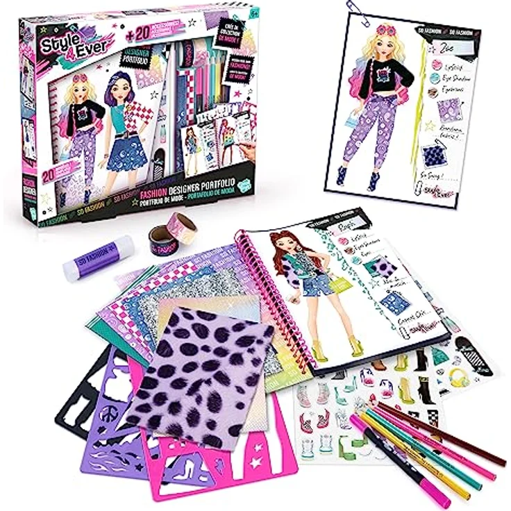 Canal Toys Kreativset Style 4 Ever, Fashion Designer Set mit Stoffen, Schablonen und Stiften – Bild 1