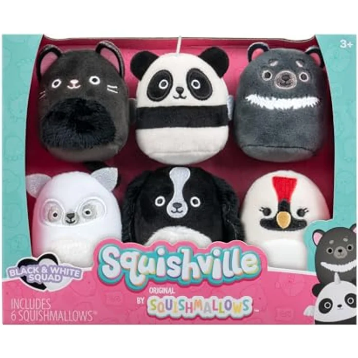 Squishville SQM0509-6er Pack Schwarz-Weiß Squad, superweiche Mini-Squishmallows, 5cm Plüschfiguren – Bild 2