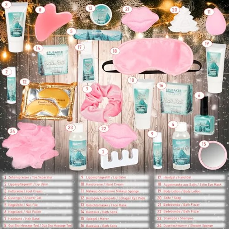 BRUBAKER Cosmetics XXL Beauty Adventskalender 2025, großer Weihnachtskalender in Buch-Form mit 24 Spa- und Pflegeprodukten, Blau – Bild 5