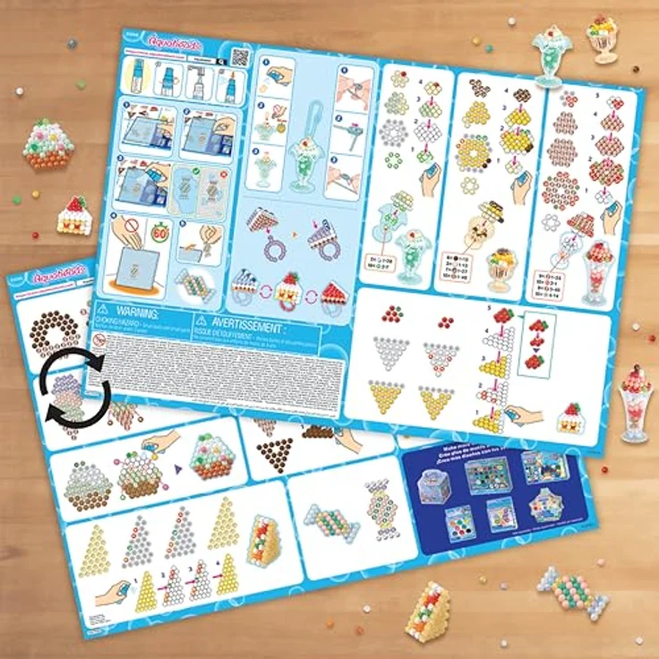 Aquabeads Kreativset Süßigkeiten Anhänger Bastelset, 700 bunte Perlen, ideal für Kinder ab 4 Jahren, inklusive Anhänger- und Ring-Adaptern – Bild 4