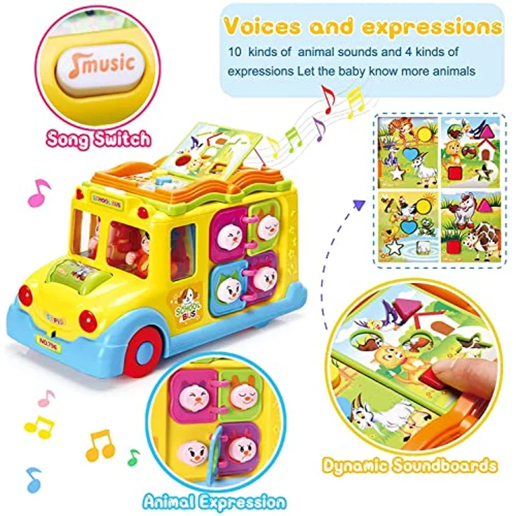 Baby Spielzeug ab 1 Jahr Pädagogisches Intellektuelles Bus Baby Spielzeug ab 6 9 12 18 Monate Tiergeräuschen/Musik/ Bewegung Musikalischer Bus Kinderspielzeug ab 1 2 Jahre Mädchen Junge Geschenk – Bild 5