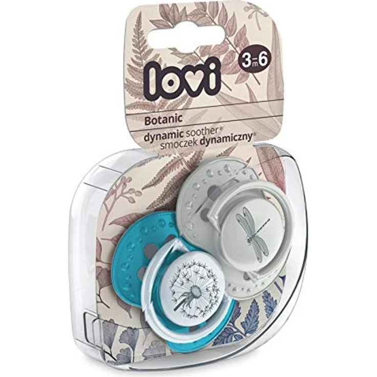 LOVI Schnuller 3-6 Monate, Silikon, BPA-frei, Hygieneschutzhülle, Botanic Kollektion, 2 Stück, Blau – Bild 4