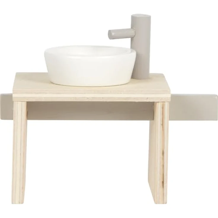 Small Foot Puppenhausmöbel Badezimmer Set, 6-teilig mit Dusche, WC und Waschbecken, Naturfarben mit modernen Akzenten – Bild 4