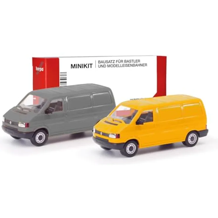 herpa MiniKit T4 Kasten, grau/ginstergelb, 1:87, detailgetreues Modellfahrzeug zum Bauen und Modifizieren