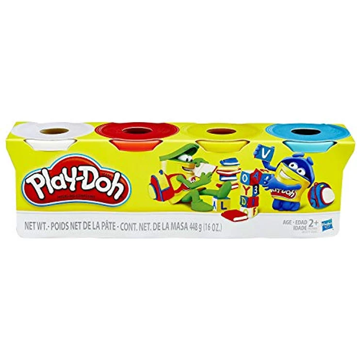 Play-Doh B6508ES0 Hasbro B6508EL2-4er Pack Grundfarben Knete, für fantasievolles und kreatives Spielen, blau, gelb, rot, weiß – Bild 4