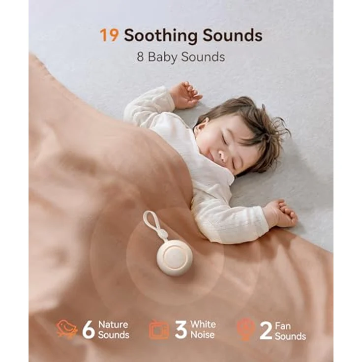 Dreamegg Sleep Lite 1, Tragbare Cream Noise Machine für Babys mit 19 Klängen, Nachtlicht, 30 Lautstärken und USB-C Wiederaufladbar – Bild 3