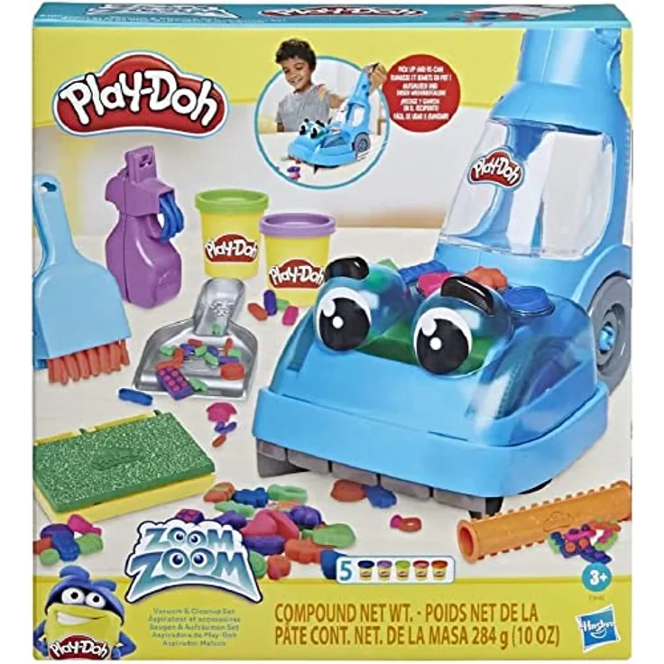 Play-Doh Zoom Zoom Saugen und Aufräumen Set mit 5 Farben