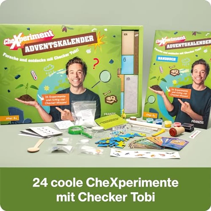 FRANZIS CheXperiment Adventskalender, Wissenschafts-Bausätze mit 24 Experimenten, ab 8 Jahre, inkl. Quartettspiel – Bild 2