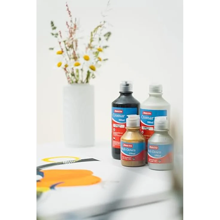 Aristo Acrylfarbe Cromar, Flüssigmalfarbe auf Wasserbasis, 500 ml, mittelgelb, hohe Leuchtkraft und ausgezeichnete Ergiebigkeit, ideal für Kindergarten und Schule – Bild 2