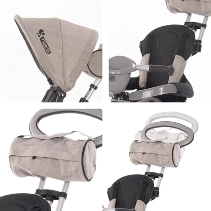 Lorelli Tricycle One 3 in 1, Dreirad mit EVA-Reifen, Schiebestange, Anti-Rutsch Pedalen und faltbarem Sonnendach, Farbe: dunkelblau – Bild 5