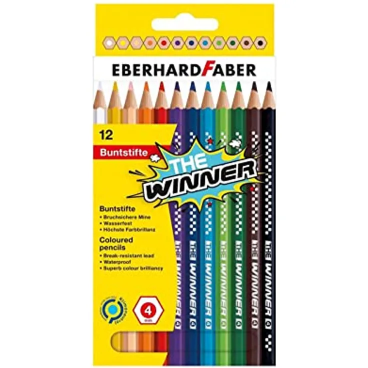 Eberhard Faber 518212 - THE Winner Buntstifte, in 12 Farben, im Kartonetui, zum Malen, Illustrieren und Zeichnen