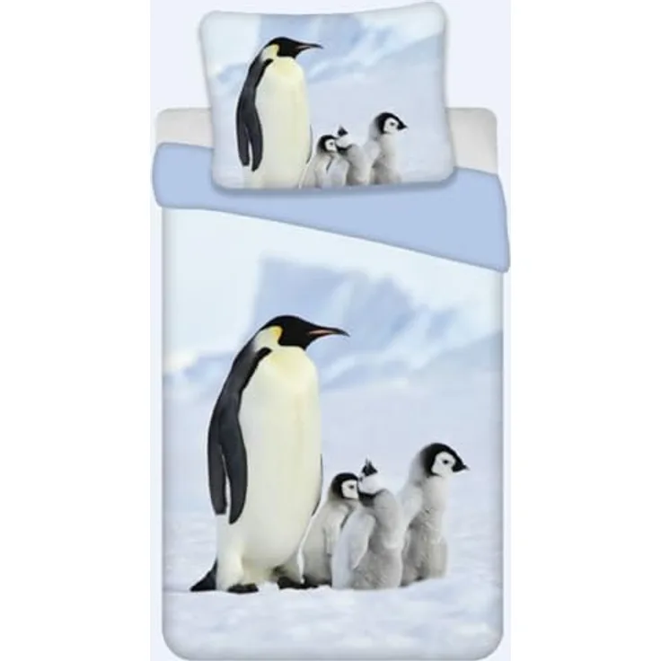 BrandMac Bettwäsche Set mit Pinguin 135 x 200 cm 80 x 80 cm 100% Baumwolle