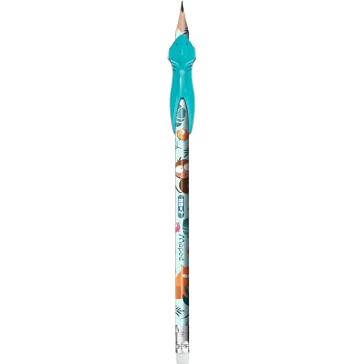 Maped - 2x ergonomische Drei-Kant-Bleistifte JUNGLE FEVER mit Radiergummi - HB mittel + Schreiblernhilfe KIDY LEARN in dekorativer JUNGLE FEVER-Themenoptik – Bild 2