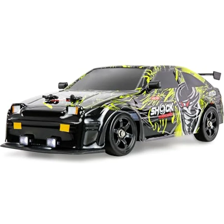 Amewi RC Drift Sport S12 4WD 1:16 RTR, ferngesteuertes Sportauto mit Raucheffekt und LED-Beleuchtung, grün – Bild 3
