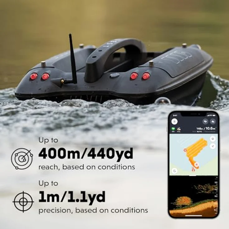 Deeper DQ0H10S10 RC Futter- und Köderboot, GPS-gesteuert mit Sonartechnologie, 533 mm – Bild 3