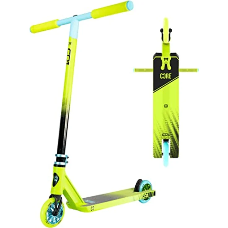 Fantic26 CORE Stunt-Scooter Trick Tret Roller 110mm Rollen I ABEC 9 I für Anfänger & Profi I Ab 5 Jahren I 78cm-95cm Höhe I + Fantic26 Sticker (Park CD1 H=78cm Lime/Blau) – Bild 1