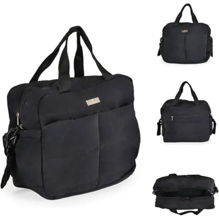 Cangaroo Wickeltasche Solana, mit Wickelunterlage, isolierten Seitentaschen und Clipverschluss für Kinderwagen, grau – Bild 1