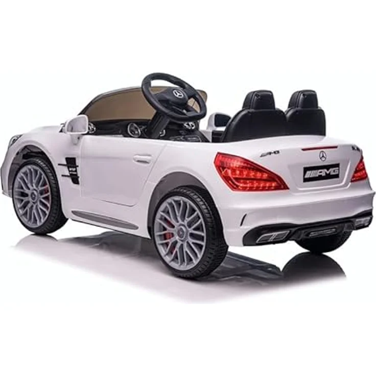 schnaeppchenmeile-online Kinder Elektroauto Mercedes Benz SL63 AMG weiss Zwei Motoren, LED, Fernbedienung, USB eingang, MP3, 12V 7Ah Akku, 3 Geschwindigkeiten – Bild 5