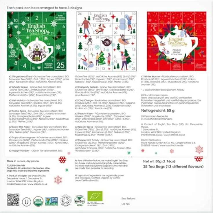 English Tea Shop ETS - Puzzle Tee Adventskalender "Happy Holiday", BIO, 25 erlesene Chai-Tees in 3 verschiedenen Motiven – Bild 9