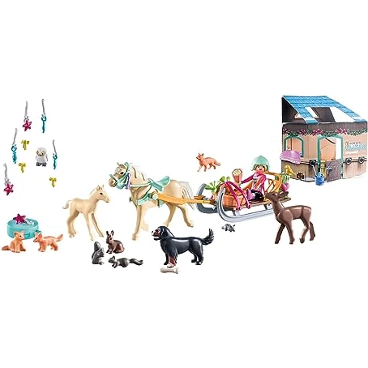 PLAYMOBIL Adventskalender Pferde 71345 Weihnachtliche Schlittenfahrt, Horses of Waterfall Adventskalender, Adventszeit voller Überraschungen, Spielzeug für Kinder ab 4 Jahren – Bild 2