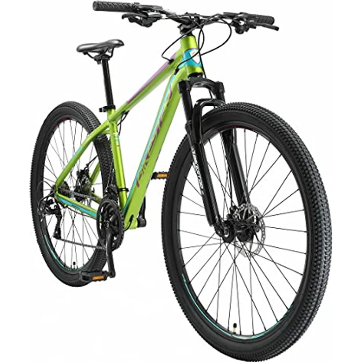 BIKESTAR Hardtail Aluminium Mountainbike Shimano 21 Gang Schaltung, Scheibenbremse 29 Zoll Reifen | 17 Zoll Rahmen Alu MTB | Grün Blau – Bild 1