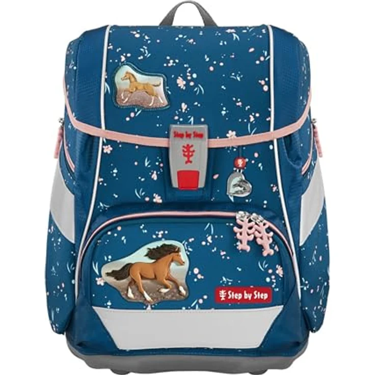 Step by Step Schulranzen-Set 2IN1 Plus „Wild Horse Ronja“ 6-teilig, ergonomischer Tornister, höhenverstellbar mit Hüftgurt, 19L, blau – Bild 2