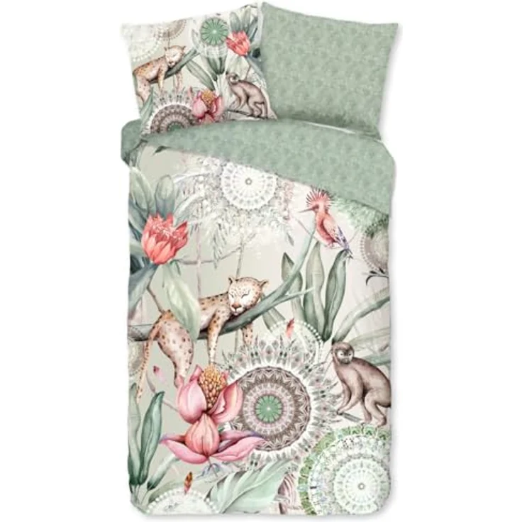 Hip Satin Wende-Bettwäsche WAYAN | 100% Baumwolle atmungsaktiv | Dschungelfieber Mandalas Mint grün rosé 135 cm x 200 cm Mint – Bild 3